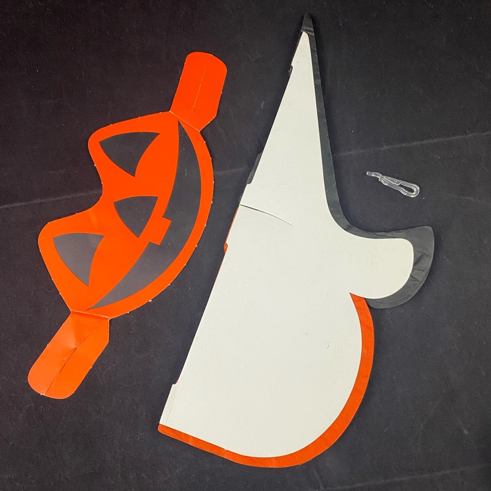 Vintage Halloween Honeycomb Tissue PUMPKIN Jack-O-Lantern with Witch Hat